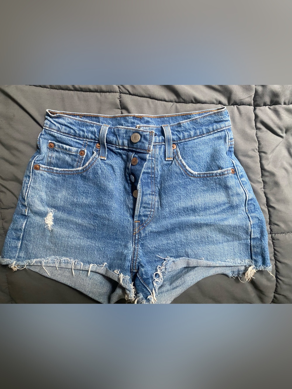 Levi’s 501 Denim High-Rise Frayed Hem Women’s Shorts - Blue